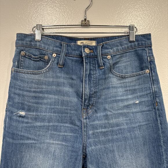 Madewell Distressed Classic Straight Jean Women’s Size 29 High Rise Jeans Denim - Picture 2 of 10